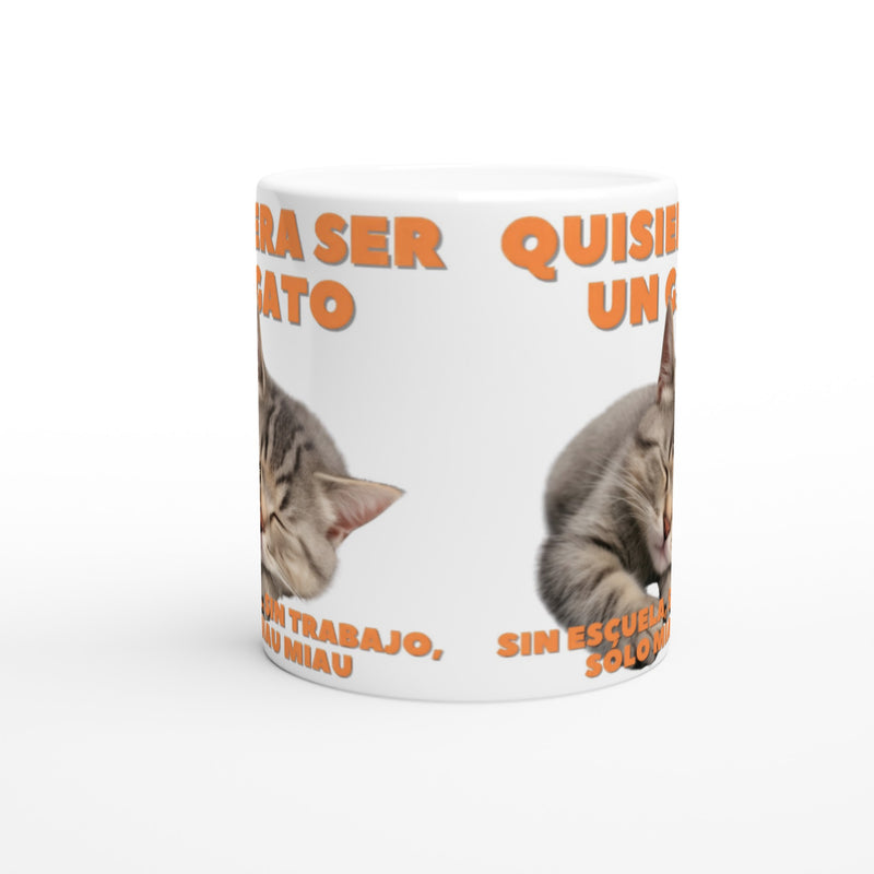 Taza Blanca con Impresión de Gato "Vida de Miau" Michilandia | La tienda online de los fans de gatos