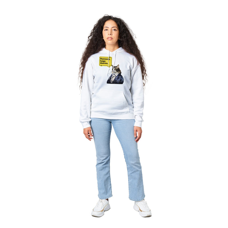 Sudadera con Capucha Unisex Estampado de Gato "René Michi Descartes" Michilandia | La tienda online de los amantes de gatos