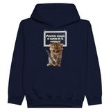 Sudadera con capucha júnior estampado de gato "Panchito y Su Camino" Michilandia | La tienda online de los fans de gatos