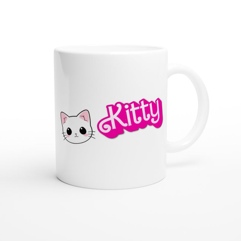 Taza Blanca con Impresión de Gato "Kitty Barbie" Michilandia