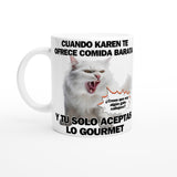 Taza Blanca con Impresión de Gato "Gourmet Indignado" Michilandia | La tienda online de los fans de gatos