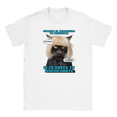 Camiseta júnior unisex estampado de gato 