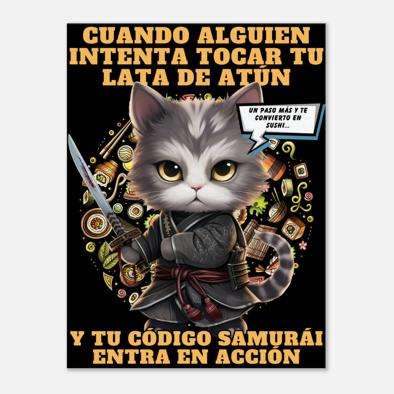 Lienzo de gato "El Samurai del Atún" Michilandia | La tienda online de los amantes de gatos