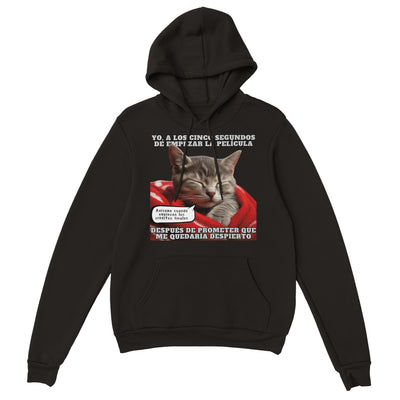 Sudadera con Capucha Unisex Estampado de Gato "Cinéfilo Dormilón" Michilandia | La tienda online de los amantes de gatos