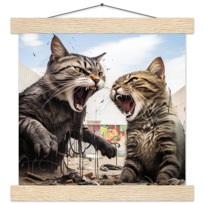 Póster semibrillante de gato con colgador "Graffiti Showdown" Gelato