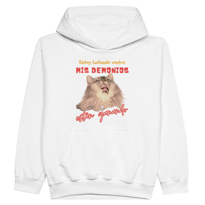 Sudadera con capucha júnior estampado de gato 