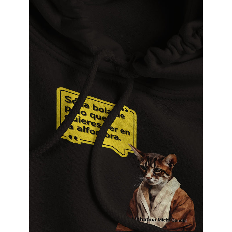 Sudadera con Capucha Unisex Estampado de Gato "Mahatma Michi Gandhi" Michilandia | La tienda online de los amantes de gatos