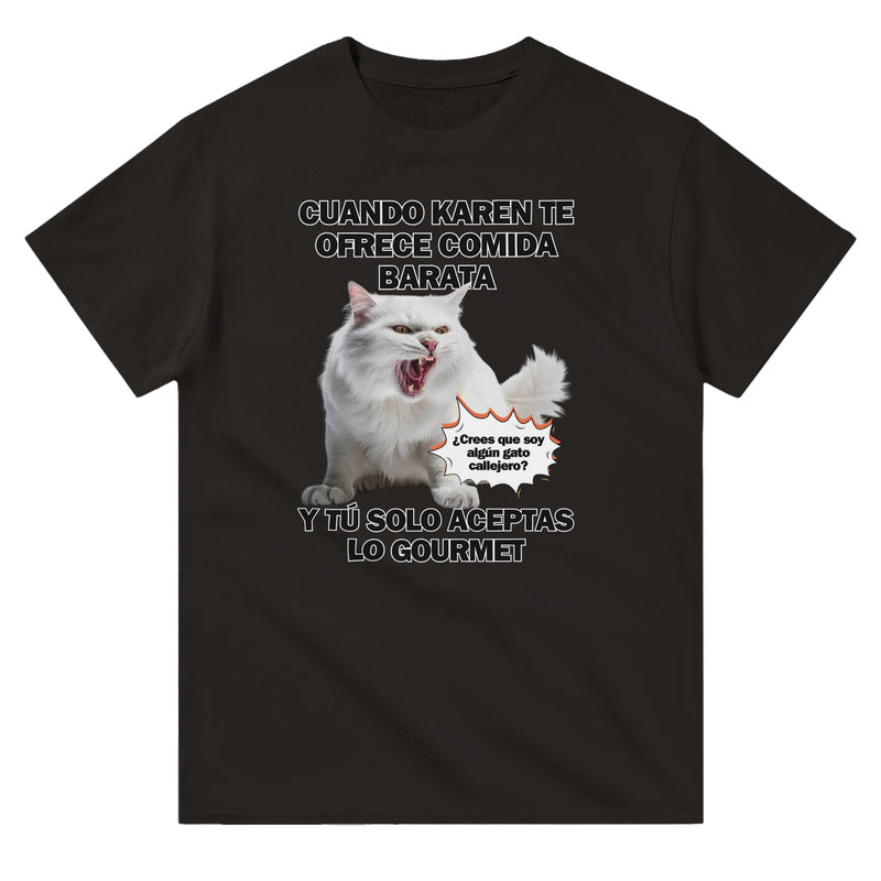 Camiseta Unisex Estampado de Gato "Gourmet Indignado" Michilandia | La tienda online de los fans de gatos