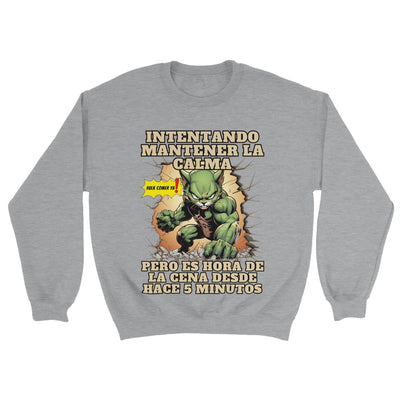 Sudadera Unisex Estampado de Gato "Hulk comer ya" Michilandia | La tienda online de los amantes de gatos