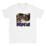 Camiseta Junior Unisex Estampado de Gato "Urusai!" Blanco