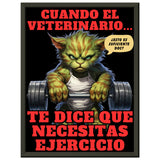 Póster Semibrillante de Gato con Marco Metal "Michi Hulk en el Gym" Michilandia | La tienda online de los amantes de gatos