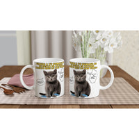 Taza Blanca con Impresión de Gato "Regalo Incomprendido" Michilandia | La tienda online de los amantes de gatos