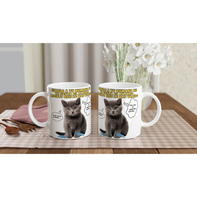 Taza Blanca con Impresión de Gato 