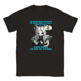 Camiseta Junior Unisex Estampado de Gato "Ultima?" Negro