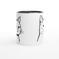 Taza Bicolor con Impresión de Gato "Mirada Sospechosa" Michilandia