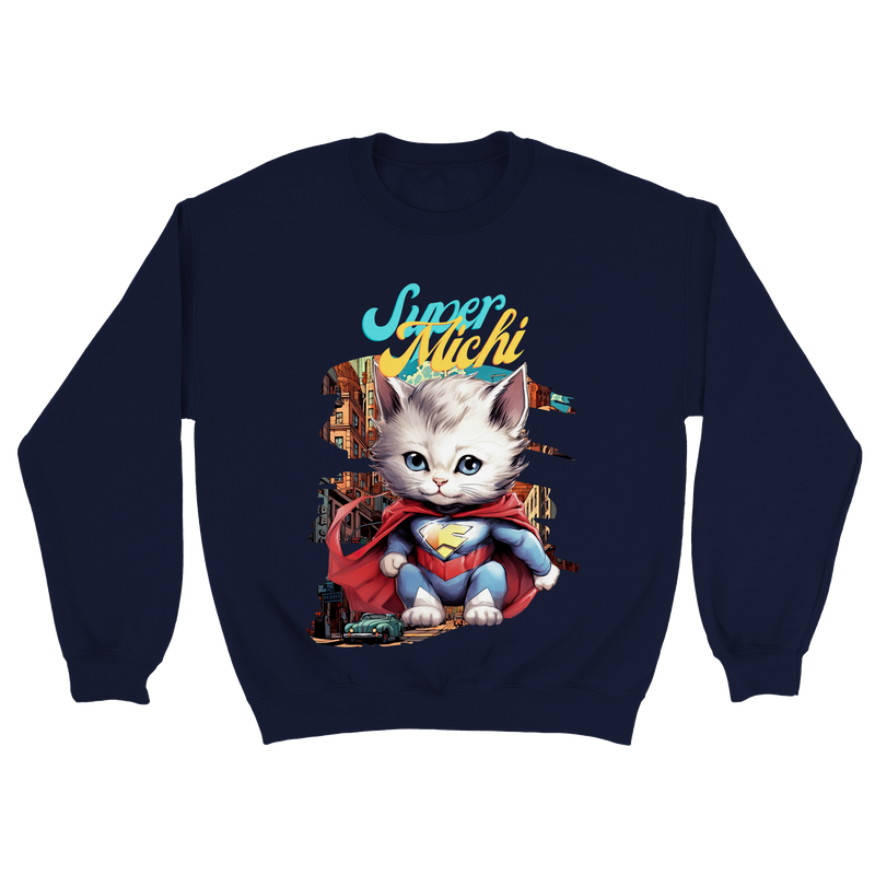 Sudadera unisex estampado de gato "Super Michi" Gelato