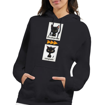 Sudadera con Capucha Unisex Estampado de Gato "Antes y Después" Michilandia