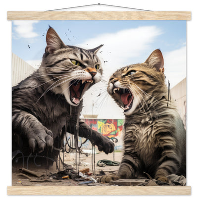 Póster semibrillante de gato con colgador "Graffiti Showdown" Gelato