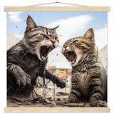 Póster semibrillante de gato con colgador "Graffiti Showdown"