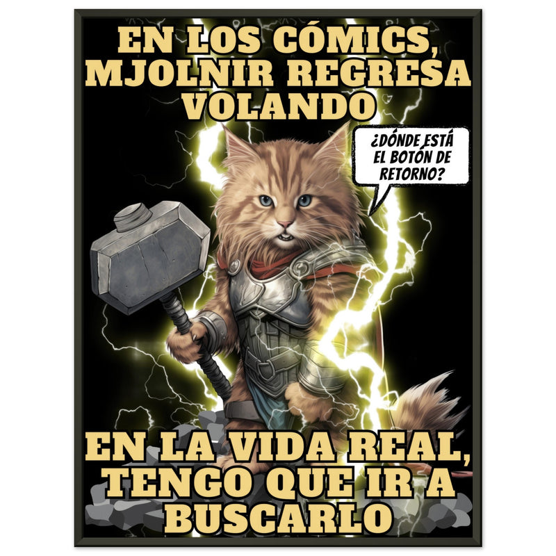 Póster Semibrillante de Gato con Marco Metal 