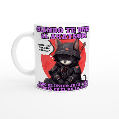 Taza blanca con impresión de gato 