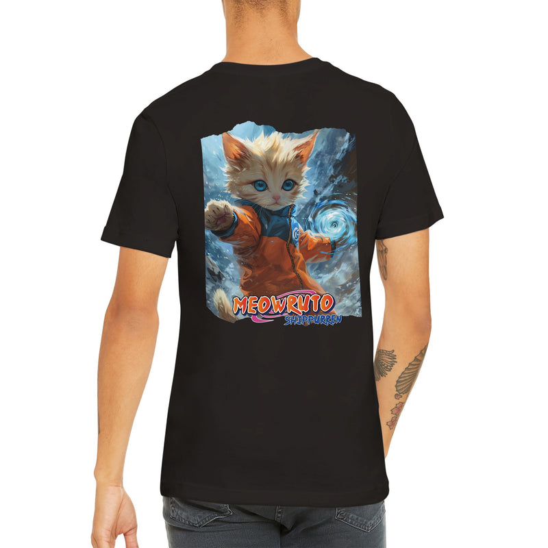 Camiseta Prémium Unisex Impresión Trasera de Gato 