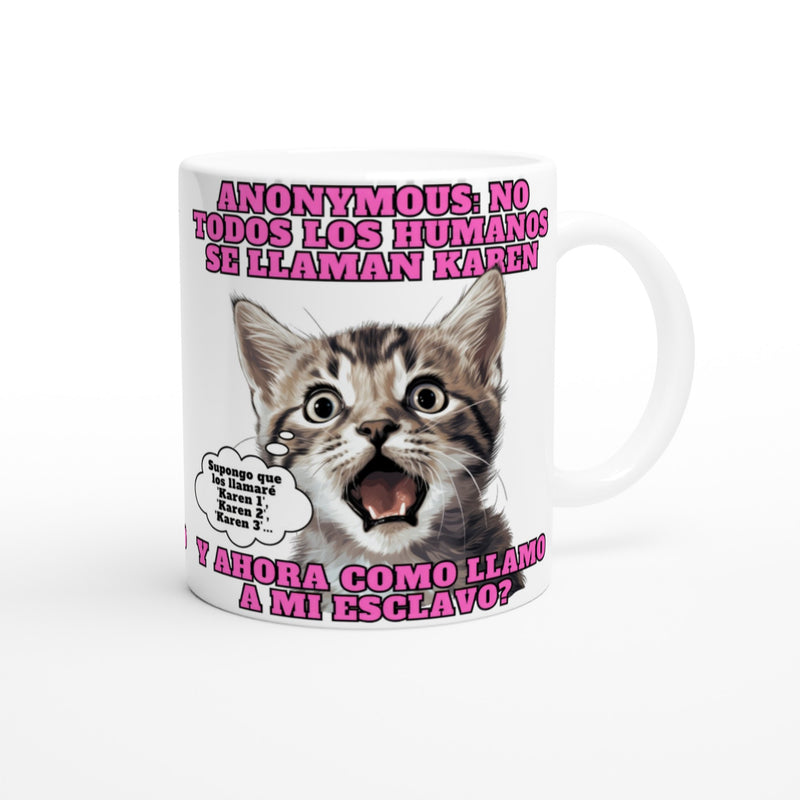 Taza Blanca con Impresión de Gato "El Gran Descubrimiento" Michilandia | La tienda online de los fans de gatos