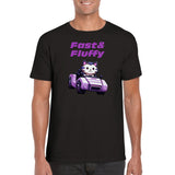 Camiseta unisex estampado de gato "Fast & Fluffy"