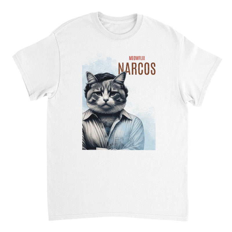 Camiseta unisex estampado de gato "Narcogato" Michilandia | La tienda online de los fans de gatos