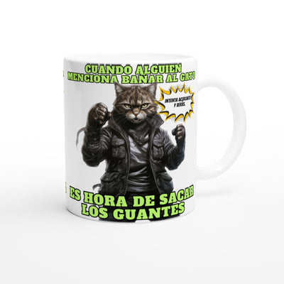 Taza Blanca con Impresión de Gato "El Intocable" Michilandia | La tienda online de los fans de gatos