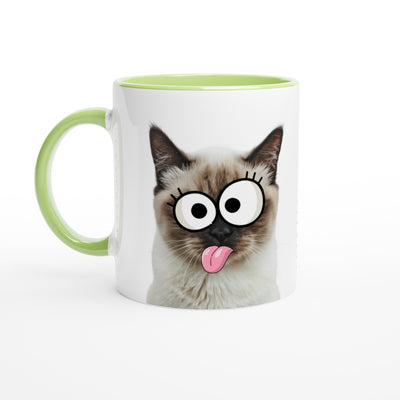 Taza Bicolor con Impresión de Gato "Birmano Travieso" Michilandia