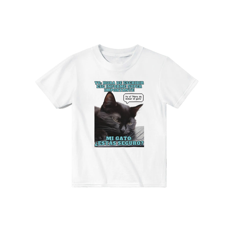 Camiseta Junior Unisex Estampado de Gato "Hora de mimar al gato" Michilandia | La tienda online de los amantes de gatos