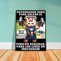 Póster Semibrillante de Gato con Marco Metal 