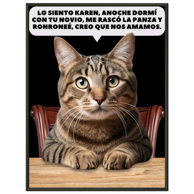 Póster Semibrillante de Gato con Marco Metal 