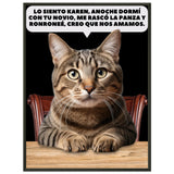 Póster Semibrillante de Gato con Marco Metal "Confesión Incomoda" Michilandia | La tienda online de los fans de gatos