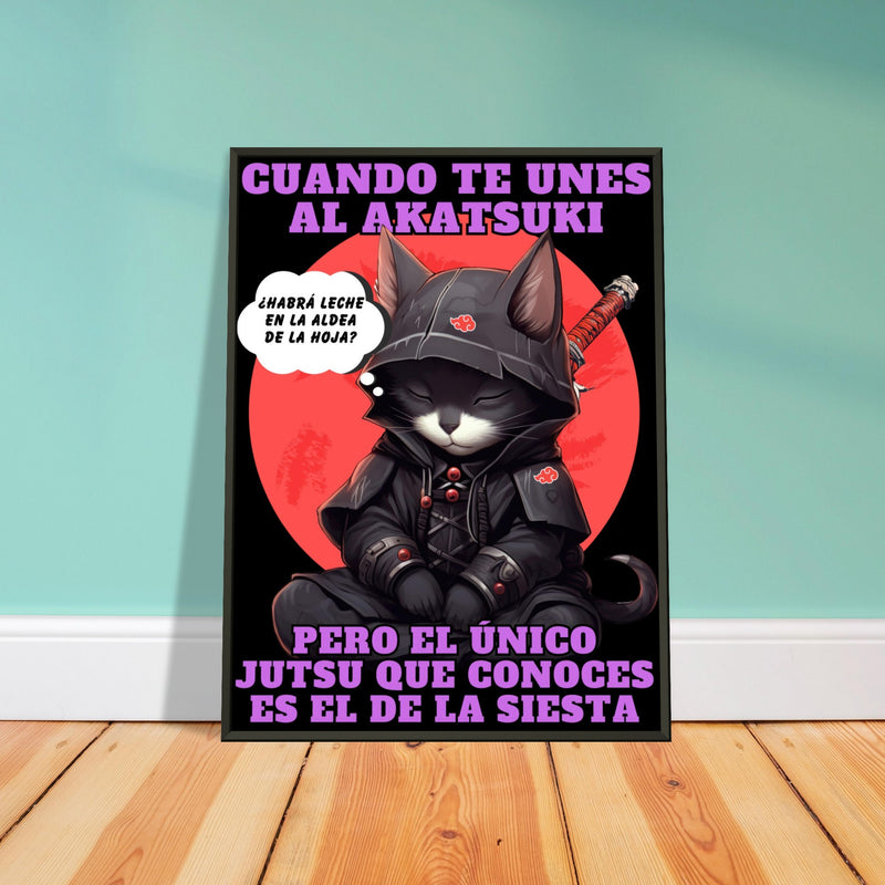 Póster Semibrillante de Gato con Marco Metal 