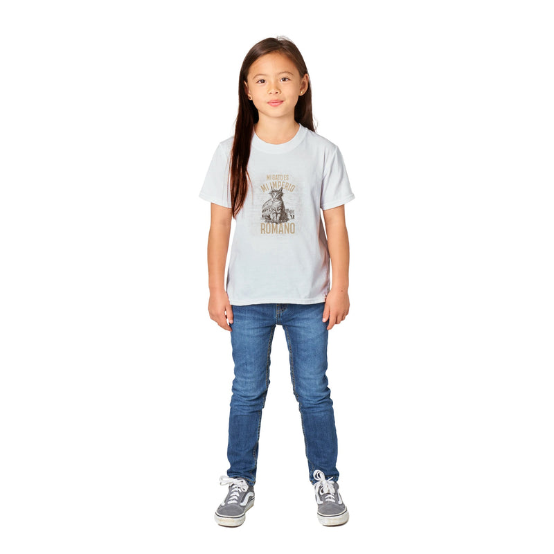 Camiseta Junior Unisex Estampado de Gato "César Felino" Michilandia