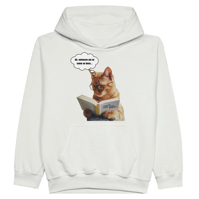 Sudadera con capucha júnior estampado de gato 