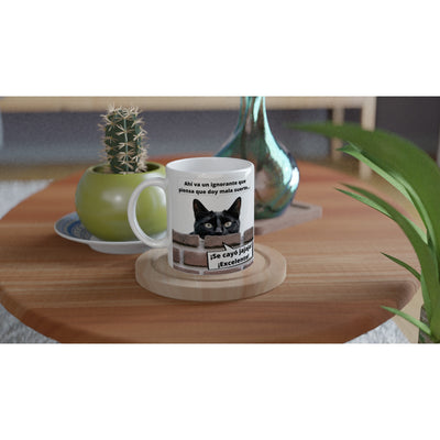 Taza blanca con impresión de gato "Bad Luck" Gelato