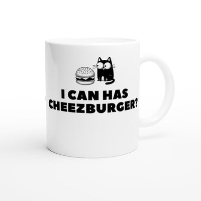 Taza Blanca con Impresión de Gato "Cheezburger Miau" Michilandia | La tienda online de los fans de gatos