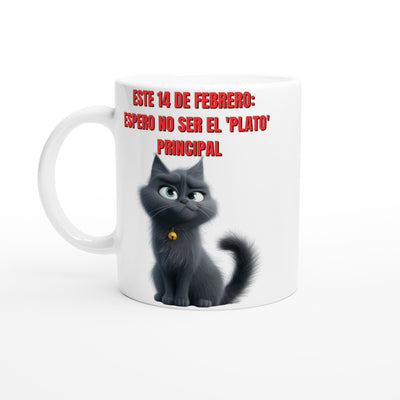 Taza Blanca con Impresión de Gato 