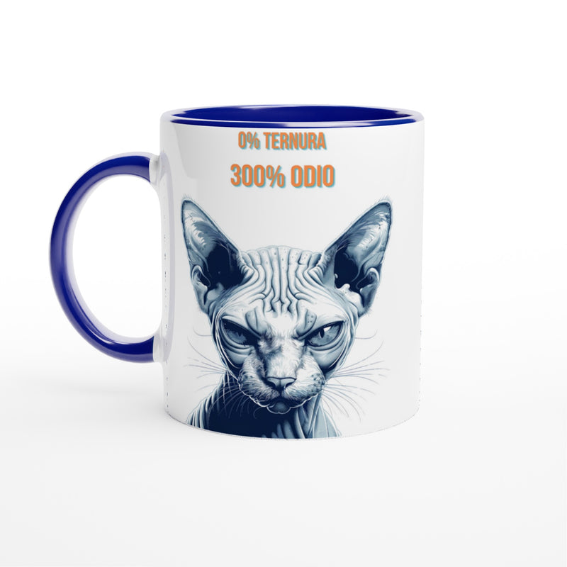 Taza Bicolor con Impresión de Gato "Sphynx Implacable" Michilandia