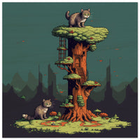 Panel de madera impresión de gato "Pixel Cats"