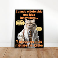 Póster Semibrillante de Gato con Marco Metal 