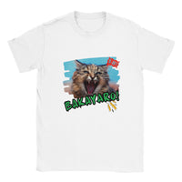 Camiseta unisex estampado de gato "Idiota" Blanco