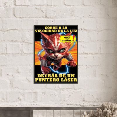 Póster Semibrillante de Gato con Marco Metal "Flash Cat" Michilandia | La tienda online de los amantes de gatos