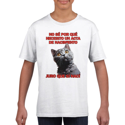 Camiseta Junior Unisex Estampado de Gato 