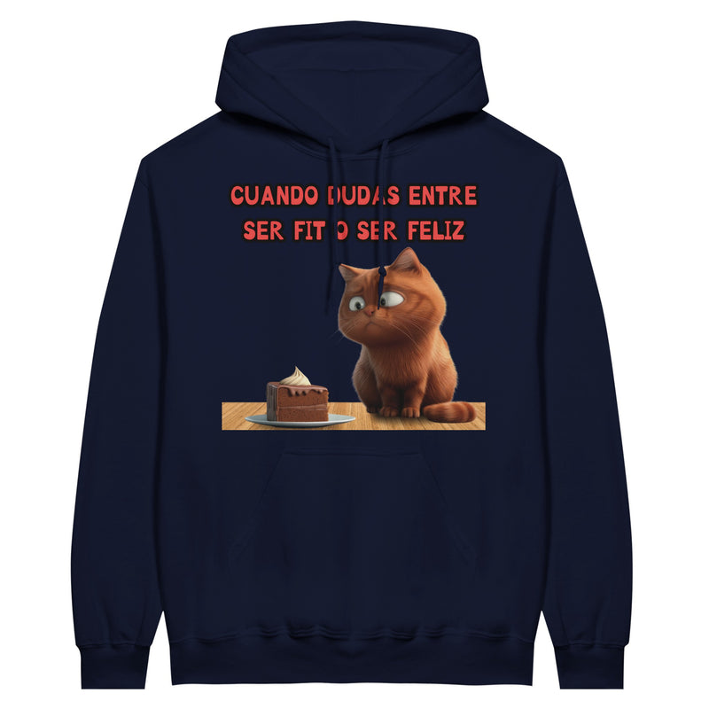 Sudadera con Capucha Unisex Estampado de Gato "Dilema Dulce" Michilandia | La tienda online de los fans de gatos