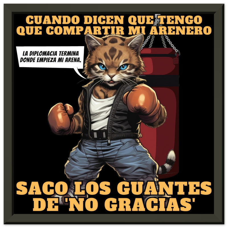 Póster Semibrillante de Gato con Marco Metal "Guardián del Arenero" Michilandia | La tienda online de los fans de gatos