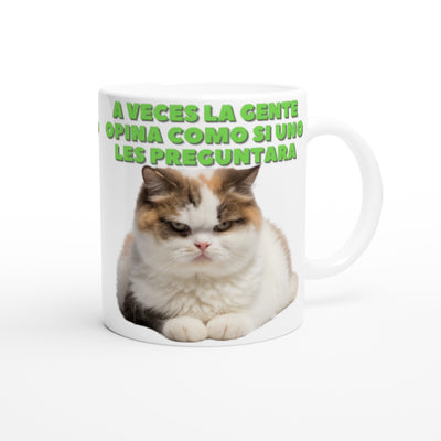 Taza Blanca con Impresión de Gato "Opiniones No Solicitadas" Michilandia | La tienda online de los fans de gatos